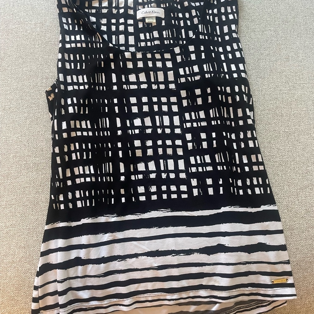 Calvin Klein Black and White Grid Tank Top